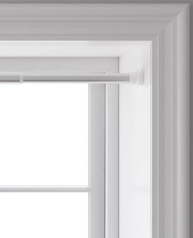Set van 2 houders – zonder boren zonder lijm – voor gordijnroede 20 – 28 mm – bevestiging aan rolluikbox, hoogte 14 – 24 cm kleur wit – Franse kwaliteit – voor gordijnroede