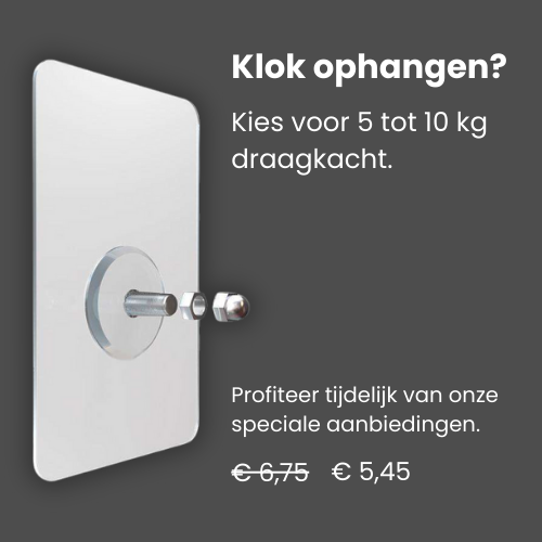 klok ophangen met plakspijkers