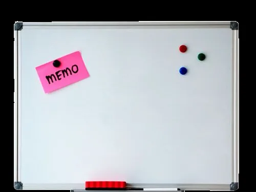 Magneetbord met memo en magneten, opgehangen zonder boren
