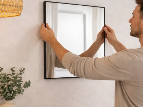 Spiegel met zwart frame ophangen